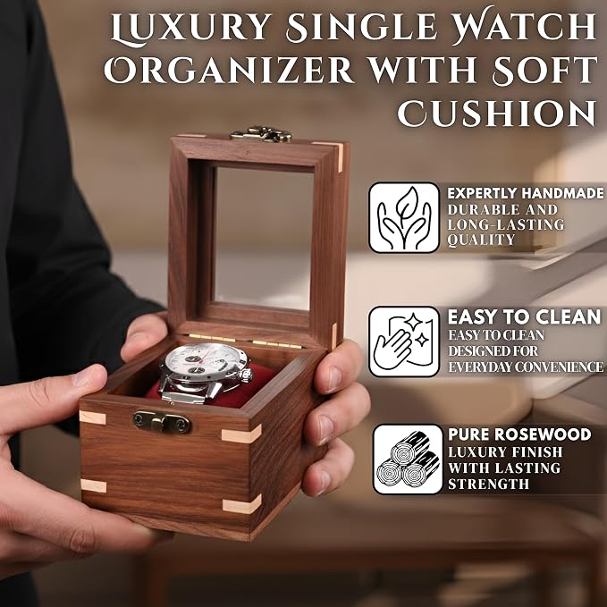 Wooden Watch Box for Men & Women, Luxury Watch Organizer & Display Case - Image 2