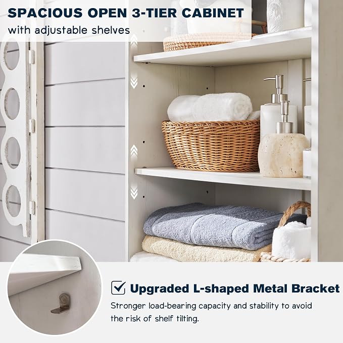 ACCOHOHO Farmhouse Tall Bathroom Storage Cabinet, Adjustable Shelves & Barn Door - Image 4
