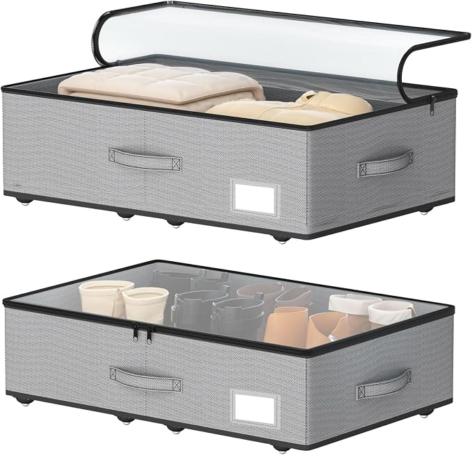 Under Bed Storage with Wheels, No Assemble Required 7.5 inches height Under Bed by EASIERLIFEENJOYWORLDBEAUTY