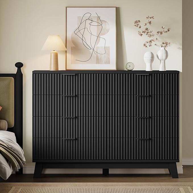 53" Tall Dresser for Bedroom, 8-Drawer Fluted Chest of Drawers, Modern Wood - Image 4