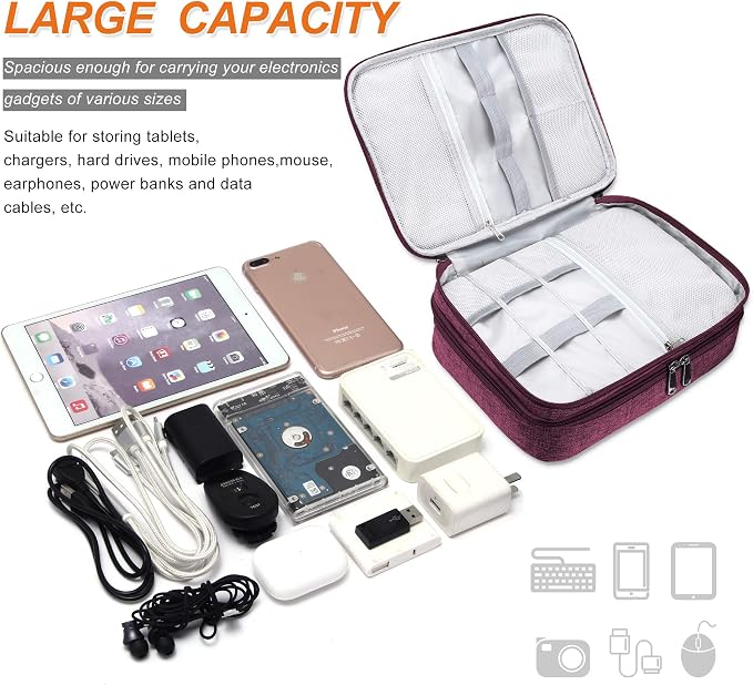 SELLYFELLY Electronic Bag Travel Cable Accessories Bag Waterproof Double Layer - Image 4