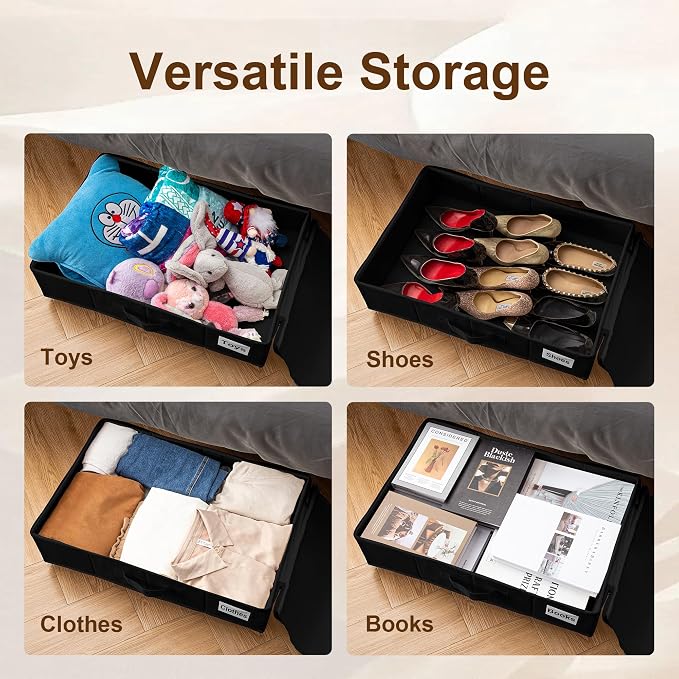 Under Bed Storage with Wheels, 2 Pack Under Bed Storage Containers with Label - Image 3