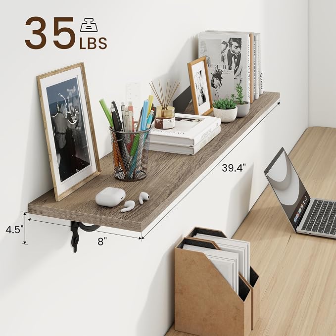 RICHFOCUS Floating Shelves for Wall Decor, 39.4W x 8D Shelves Set of 2 - Image 3