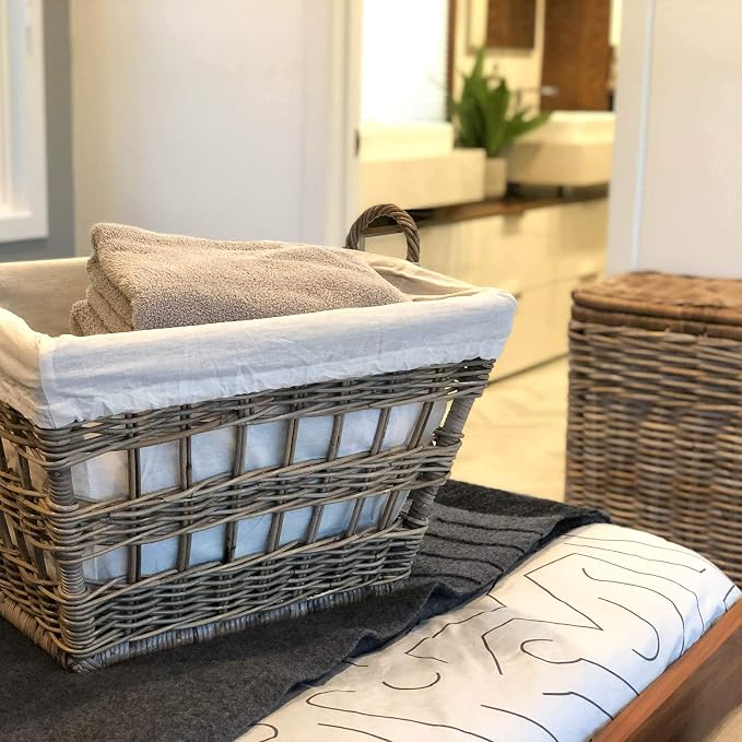 The Basket Lady Kubu Wicker French Laundry Basket, 23 in L x 18.5 in W x 18.5 - Image 4