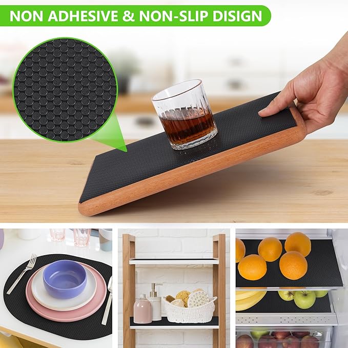 Black Shelf Liners for Kitchen Cabinets Non Adhesive Drawer Liner for Bathroom - Image 7