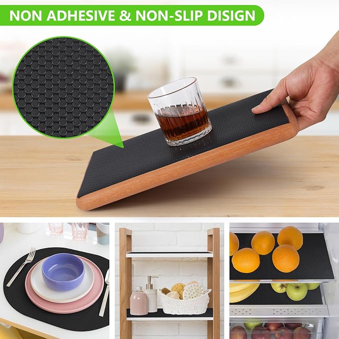 Black Shelf Liners for Kitchen Cabinets Non Adhesive Drawer Liner for Bathroom - Image 6