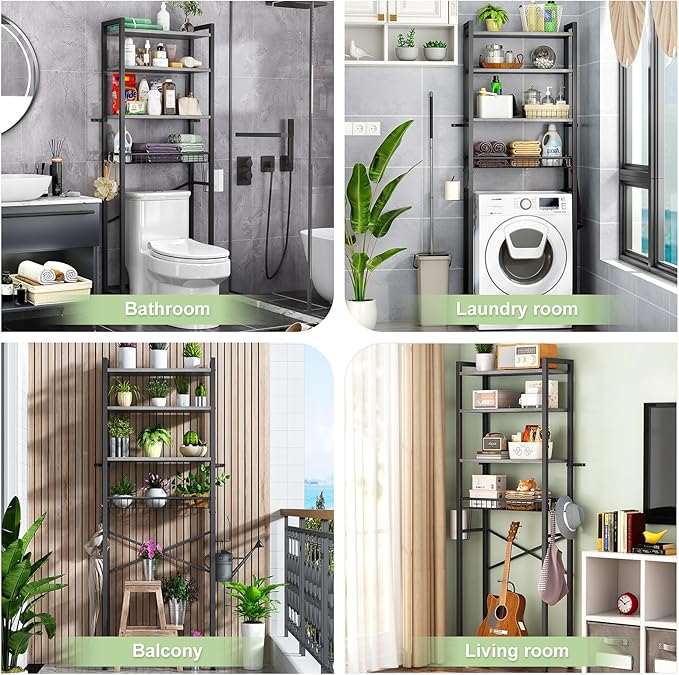 Over-The-Toilet Storage Rack, 4-Tier Bathroom Organizer Shelf Over Toilet - Image 3