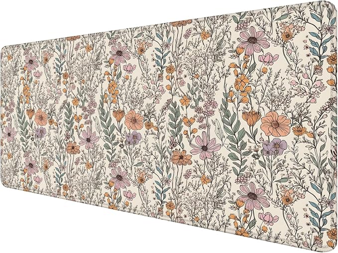 Vintage Rustic Wildflower Floral Large Mouse Pad 31.5x15.7inch, Retro by Unknown