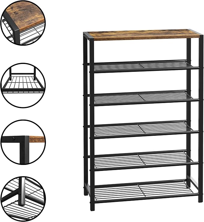 Yusong Shoe Rack Organizer, 6 Tier Industrial Shoe Storage Shelf, Narrow Sturdy - Image 6