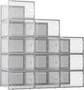 Kuject XX-Large Shoe Storage Boxes Organizers Clear Plastic Stackable 12 Pack by Kuject