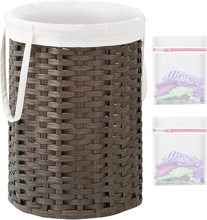 Laundry Hamper Laundry Basket Round 19.0 Gal Handwoven Rattan Laundry Basket by SETVSON