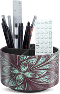 lizimandu Round Leather Art Supply Organizer, Remote Control Holder, 360 Degree by LIZIMANDU