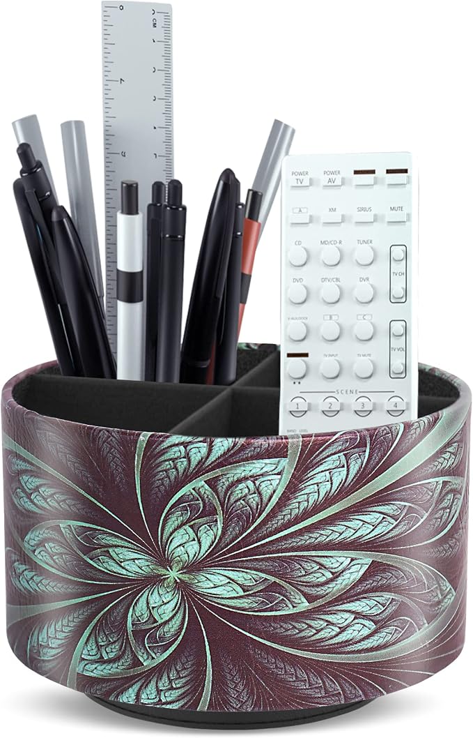 lizimandu Round Leather Art Supply Organizer, Remote Control Holder, 360 Degree by LIZIMANDU