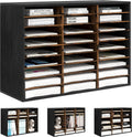 Classroom Mailbox 27 Slots with Removable Shelves, Black/Rustic