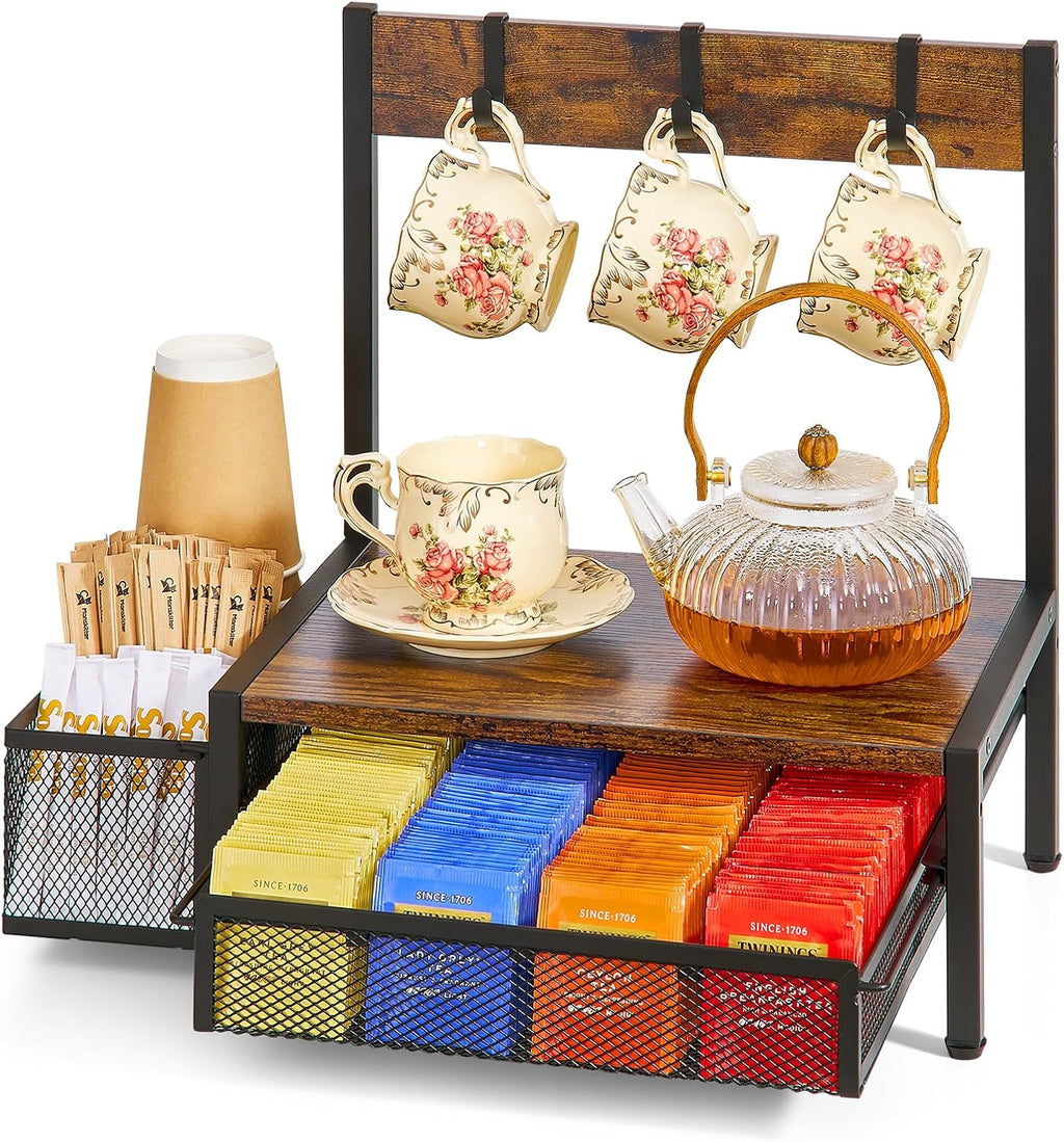 DGWJSU Tea Bag Organizer, Wood Tea Organizer and Storage Cheast, Tea