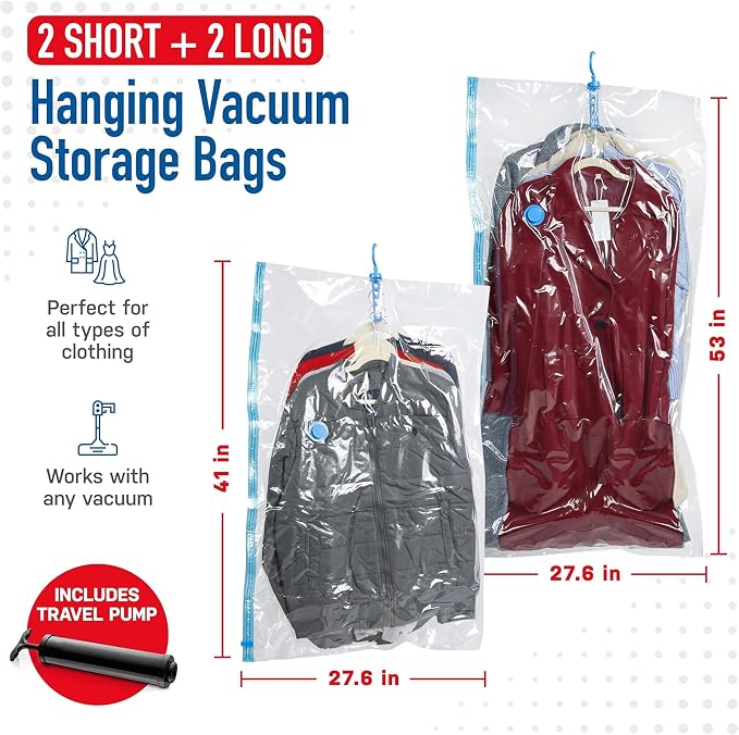 4 Pack Hanging Vacuum Storage Bags - Image 3
