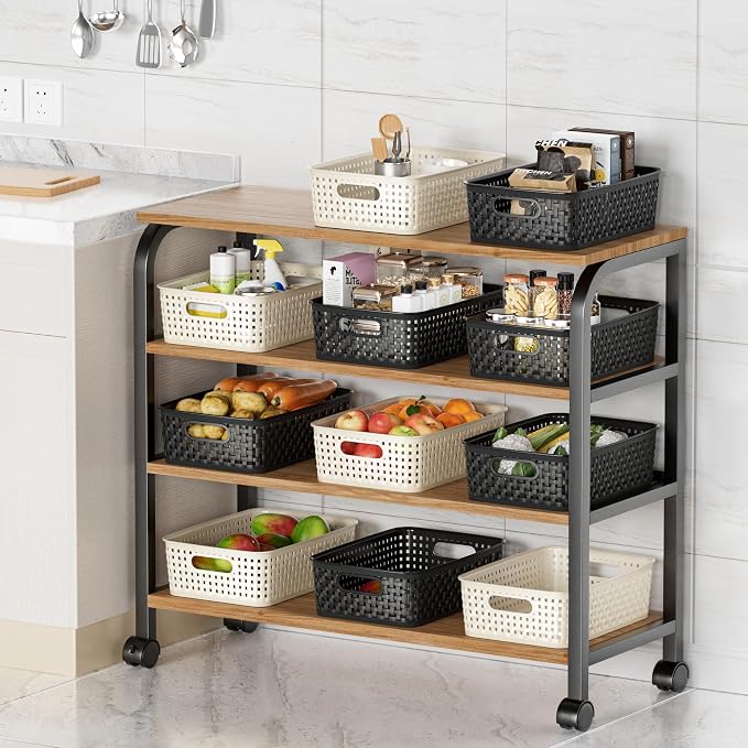Black Plastic Basket, 8 Pack Home Organization and Storage Baskets - Image 5