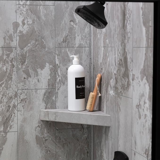 Palisade Vinyl Waterproof Corner Shower Shelf in Smoky Sky/Urban Slope - Image 2