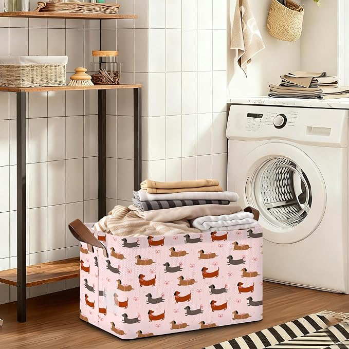 Storage Bin with Handles, Dachshund Collapsible Laundry Baskets - Image 8