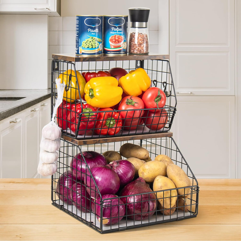 Mefirt Fruit Basket, Stackable Wall Mounted Fruit Baskets, Potato