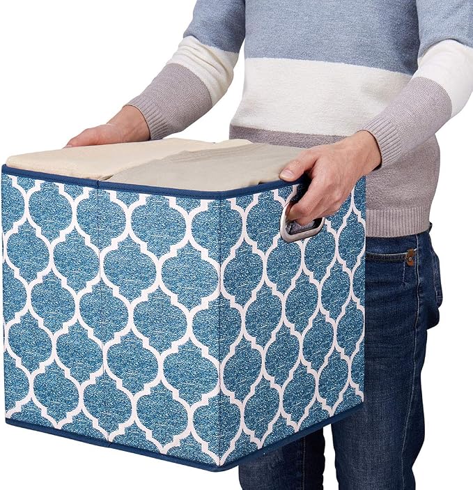 i BKGOO Cloth Storage Bins Set of 4 Thick Fabric Drawers Foldable Cubes Basket - Image 7