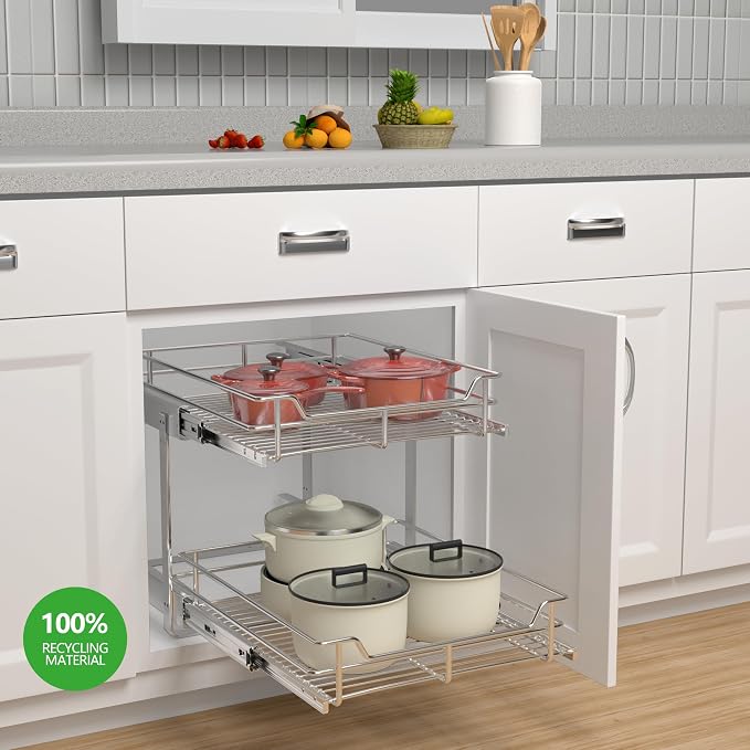 2-Tier Cabinet Pull Out Shelves, Slide Out Shelves - Image 2