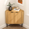 Fluted Corner Cabinet, Modern Small Corner Floor Cabinet by EYYTHUNG