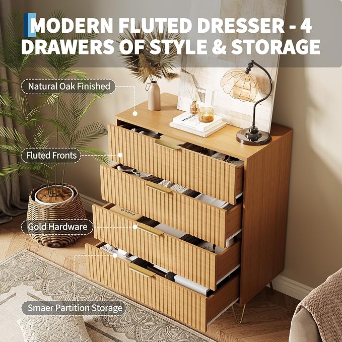 Garvee Fluted Dresser for Bedroom - Image 3
