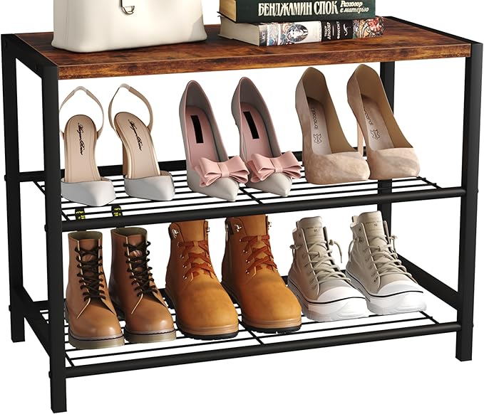 Yusong Shoe Rack Organizer, 3 Tier Industrial Shoe Storage Shelf by Yusong