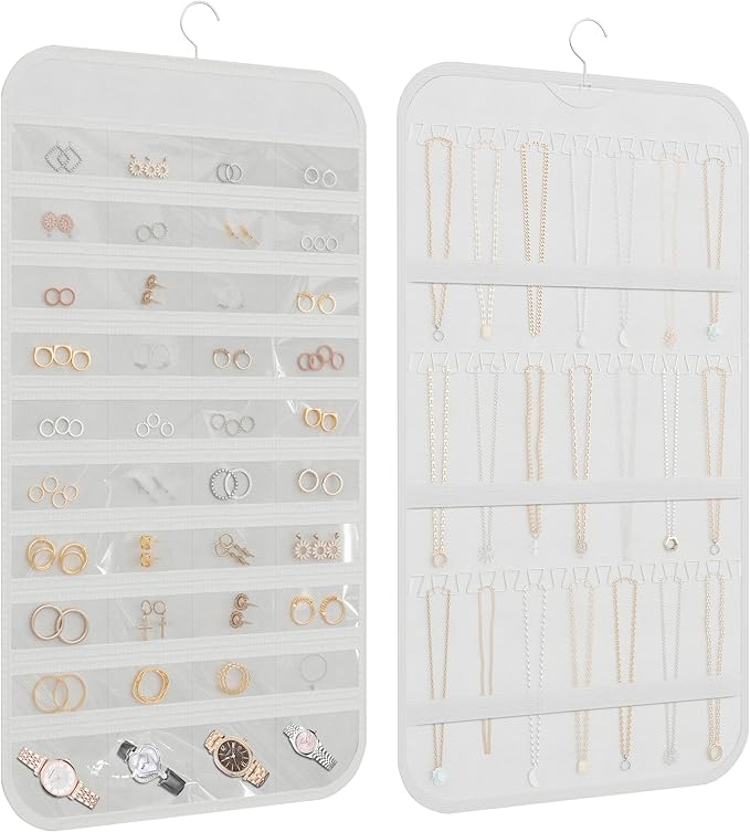 Hanging Jewelry Organizer Storage, 40 Pockets 36 Hooks Necklace Earring by DonYeco