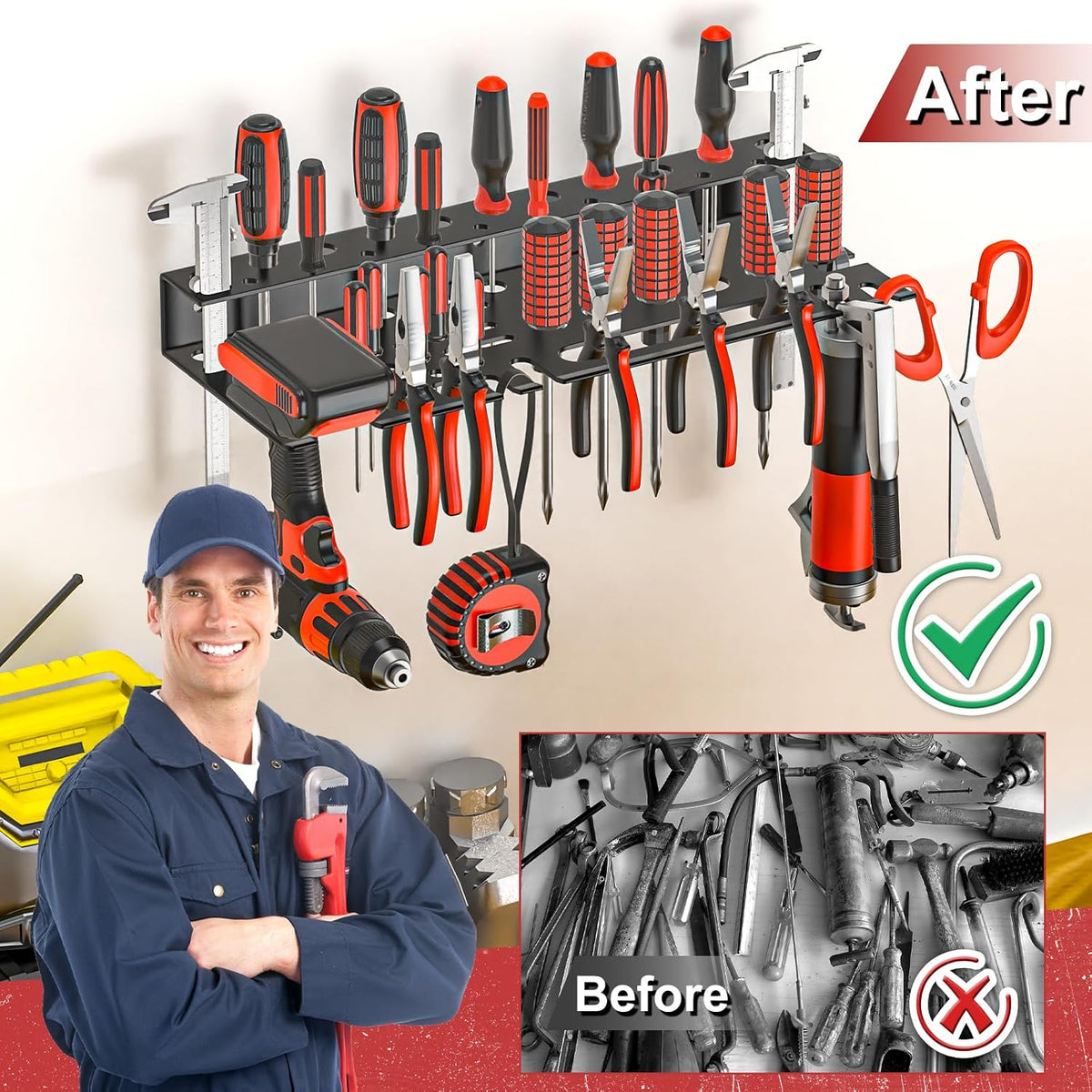 Metal Screwdriver Organizer, Wall Mount Plier Organizer Hammer Holder