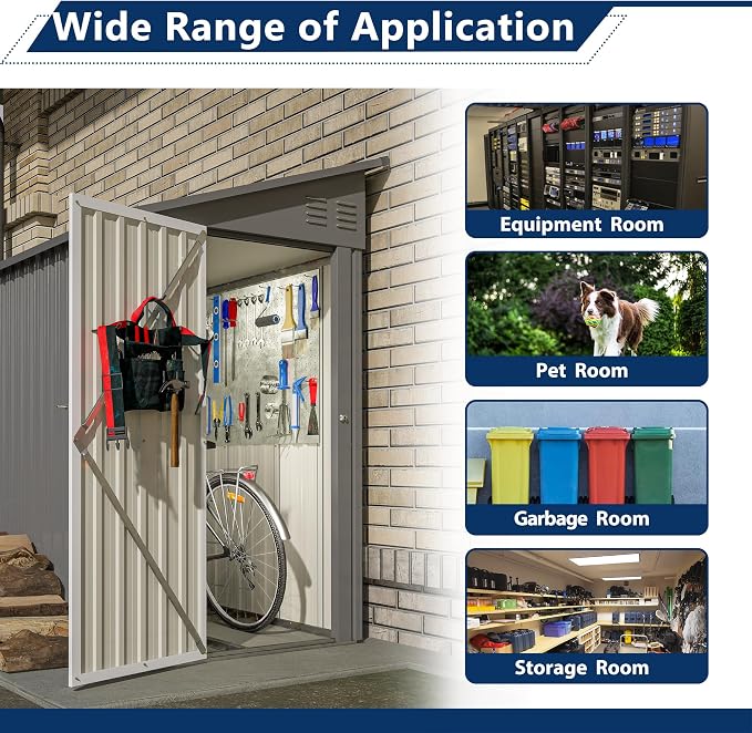 Outdoor Metal Storage Shed 4 x 8 ft, Garden Shed Lean to shed - Image 6
