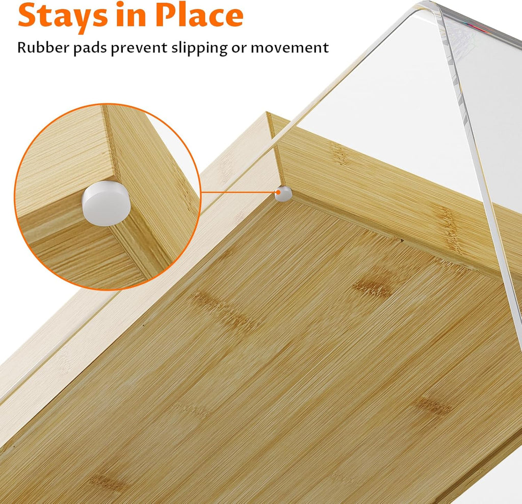 Bamboo Drawer Organizer with 9 Adjustable Compartments, Desk Storage