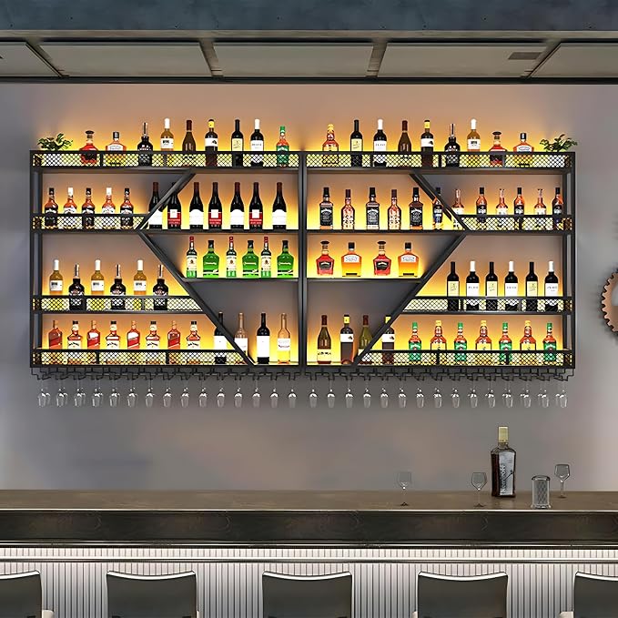 94.48in Metal Wine Rack Wall Mounted, Modern Wine Storage Rack Wall Mounted - Image 3