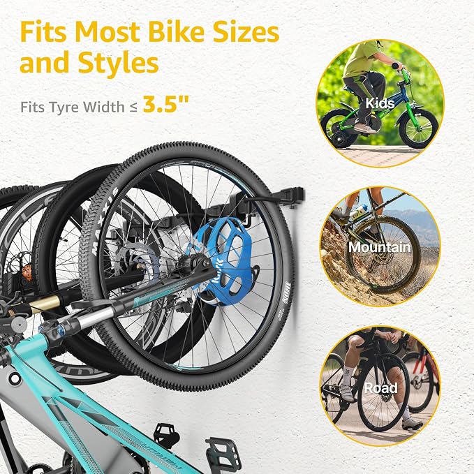 monTEK Enhanced Bike Storage Rack, Adjustable 4-Bike and 2-Helmet Hangers - Image 7