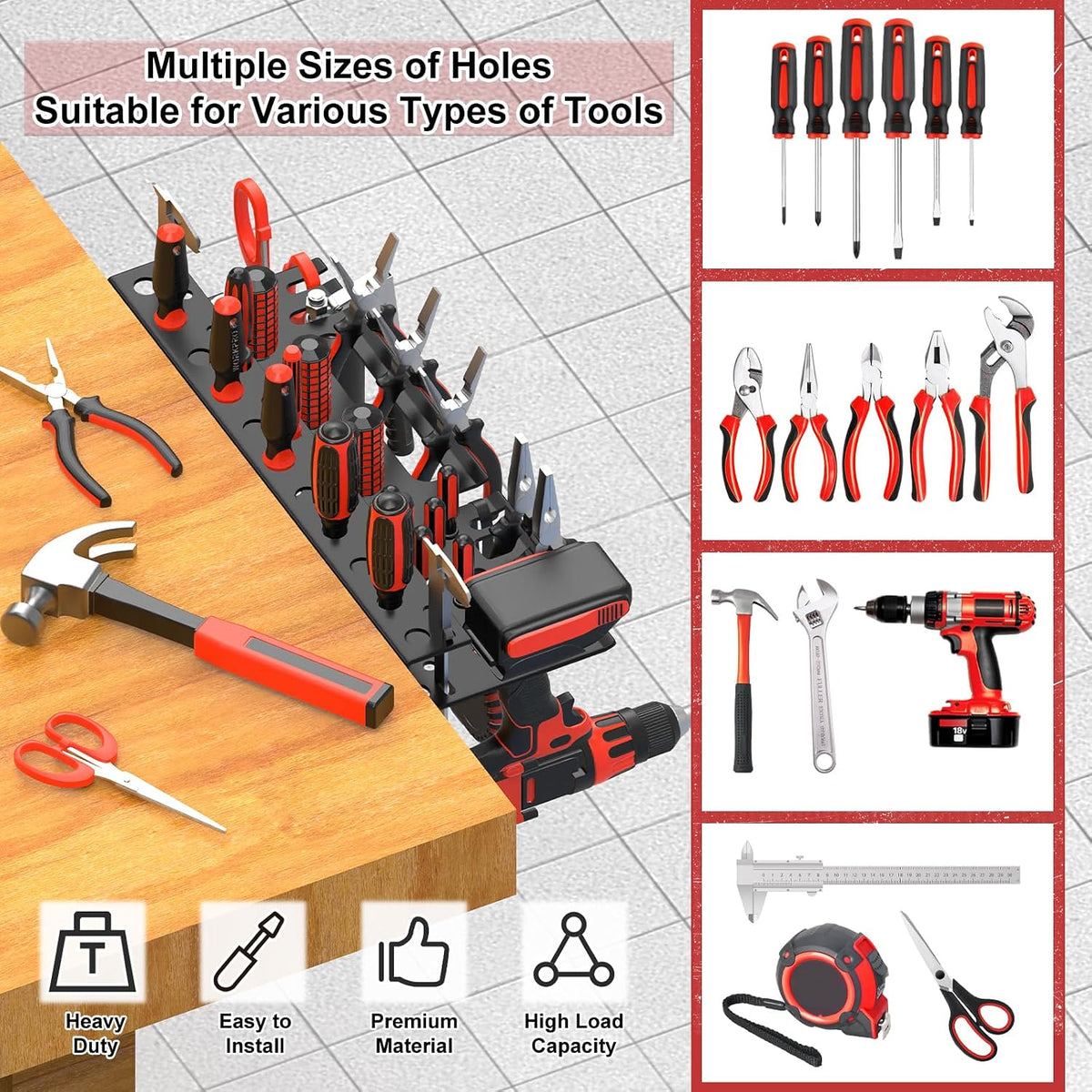 Metal Screwdriver Organizer, Wall Mount Plier Organizer Hammer Holder