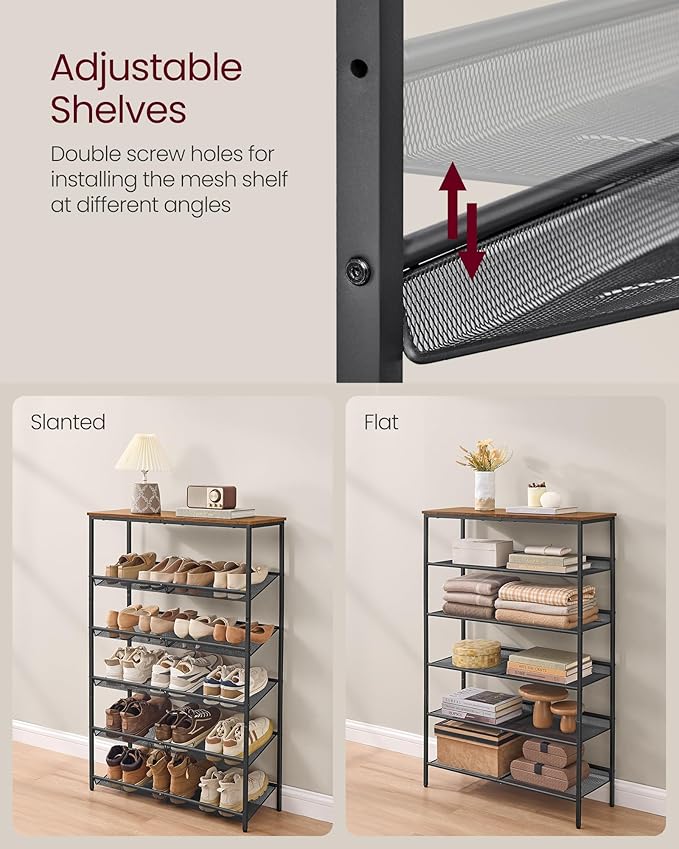 VASAGLE Shoe Rack for Entryway, 6-Tier Shoe Rack Organizer - Image 6