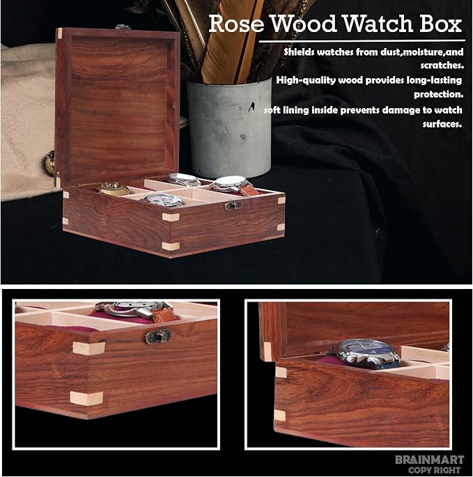 Wooden Watch Box for Men & Women, Watch Organizer & Display Case, Premium - Image 3