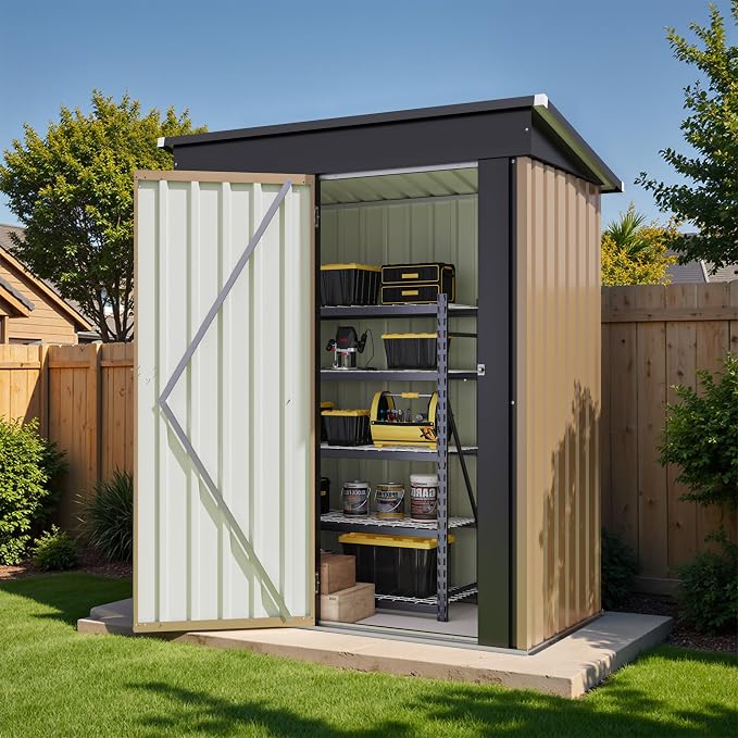 Flamaker 5x3 FT Storage Shed Waterproof Metal Garden Shed - Image 7