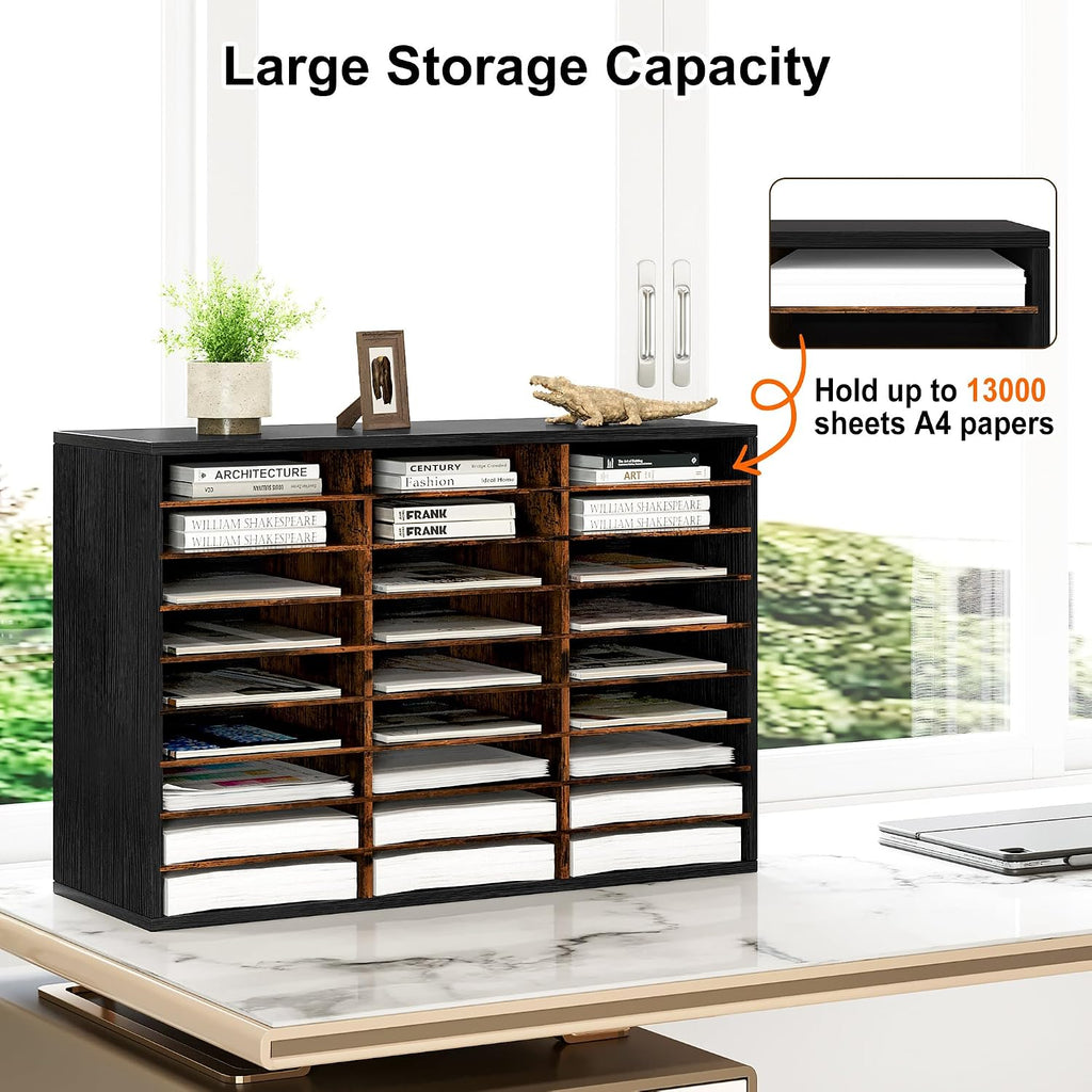 Classroom Mailbox 27 Slots with Removable Shelves, Black/Rustic