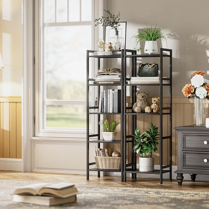 HITNET 5 Tier Narrow Bookshelf, Bamboo Bookcase, Slim Tall Storage Rack Free - Image 7