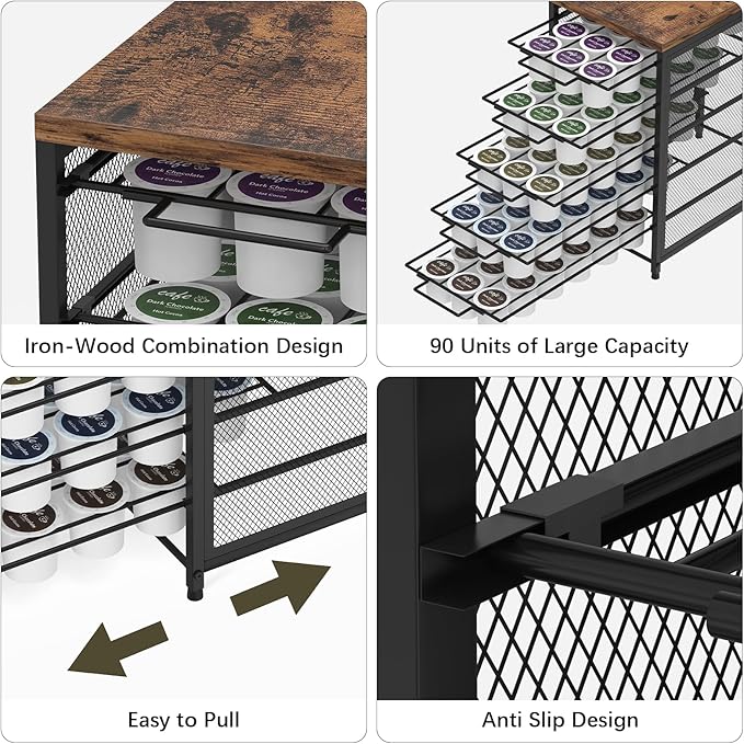 Coffee Pod Drawer for K Cups 90 Pod Pack Capacity Rack K Cups Holder Drawer - Image 4