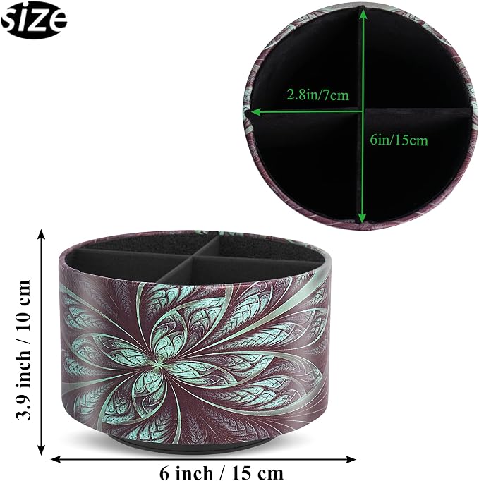 lizimandu Round Leather Art Supply Organizer, Remote Control Holder, 360 Degree - Image 2