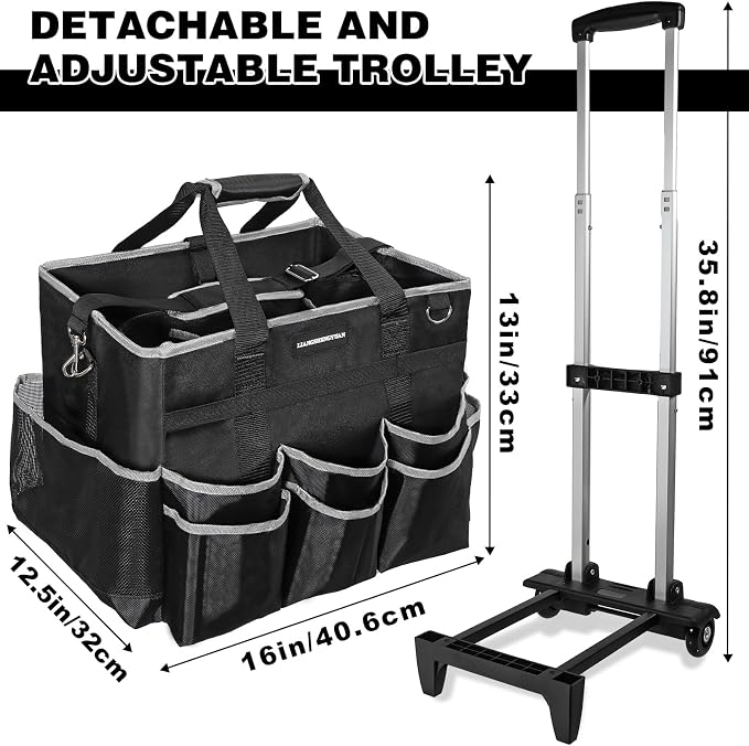 Large Rolling Cleaning Caddy Bag, Cleaning Caddy - Image 6