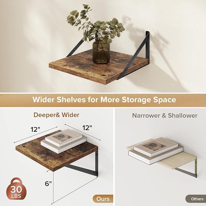 Deep Floating Shelves Wall Mounted, Living Room, Office - Image 3