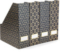 BLU MONACO | Set of 4 Black & Gold Geometric Magazine File Holders by Blu_Monaco