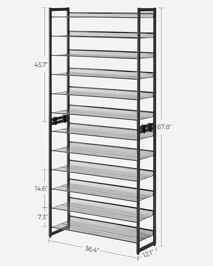 SONGMICS Shoe Rack, 12-Tier Shoe Organizer, Metal Shoe Storage - Image 8