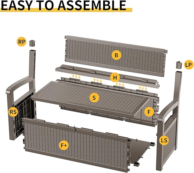 EasyUp 80 Gallon Outdoor Storage Bench Lockable Deck Box Outdoor Storage Box - Image 3