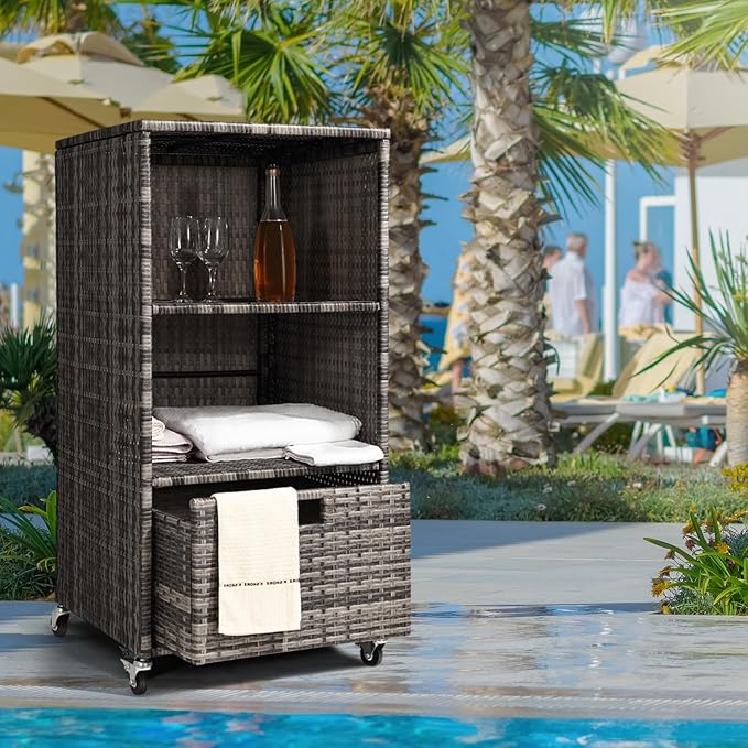 Outdoor Towel Rack for Pool Outdoor Pool Towel Storage Cabinet - Image 4
