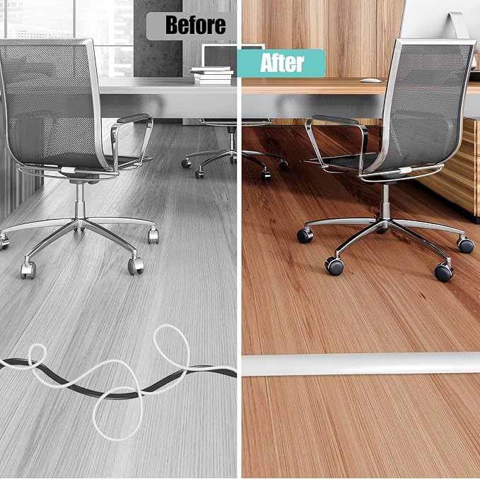 Floor Cord Cover Self Adhesive Cord Hider, 3.3FT Cable Management, Extension - Image 5